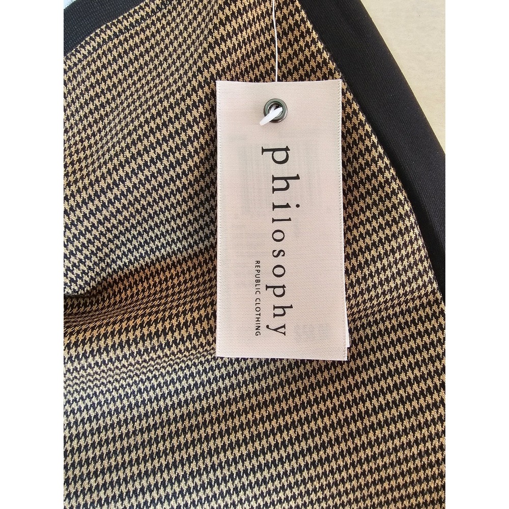 Philosophy Republic Clothing Houndstooth Leggings Black Tan Side Stripe Small - Picture 9 of 16
